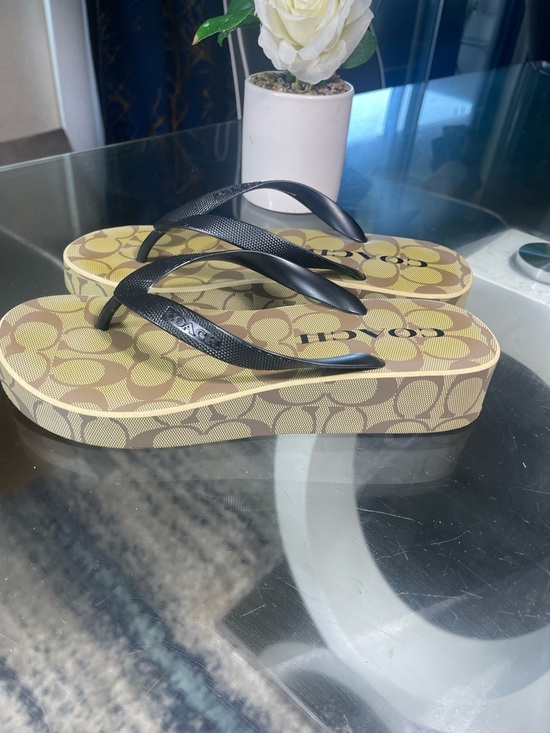 Coach Shoes - Coach Signature Brown and Tan Sandals size 9B